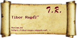 Tibor Regő névjegykártya